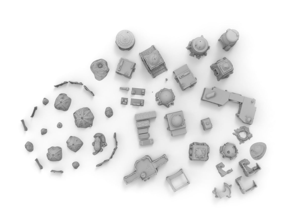 sci fi desert themed terrain top view
