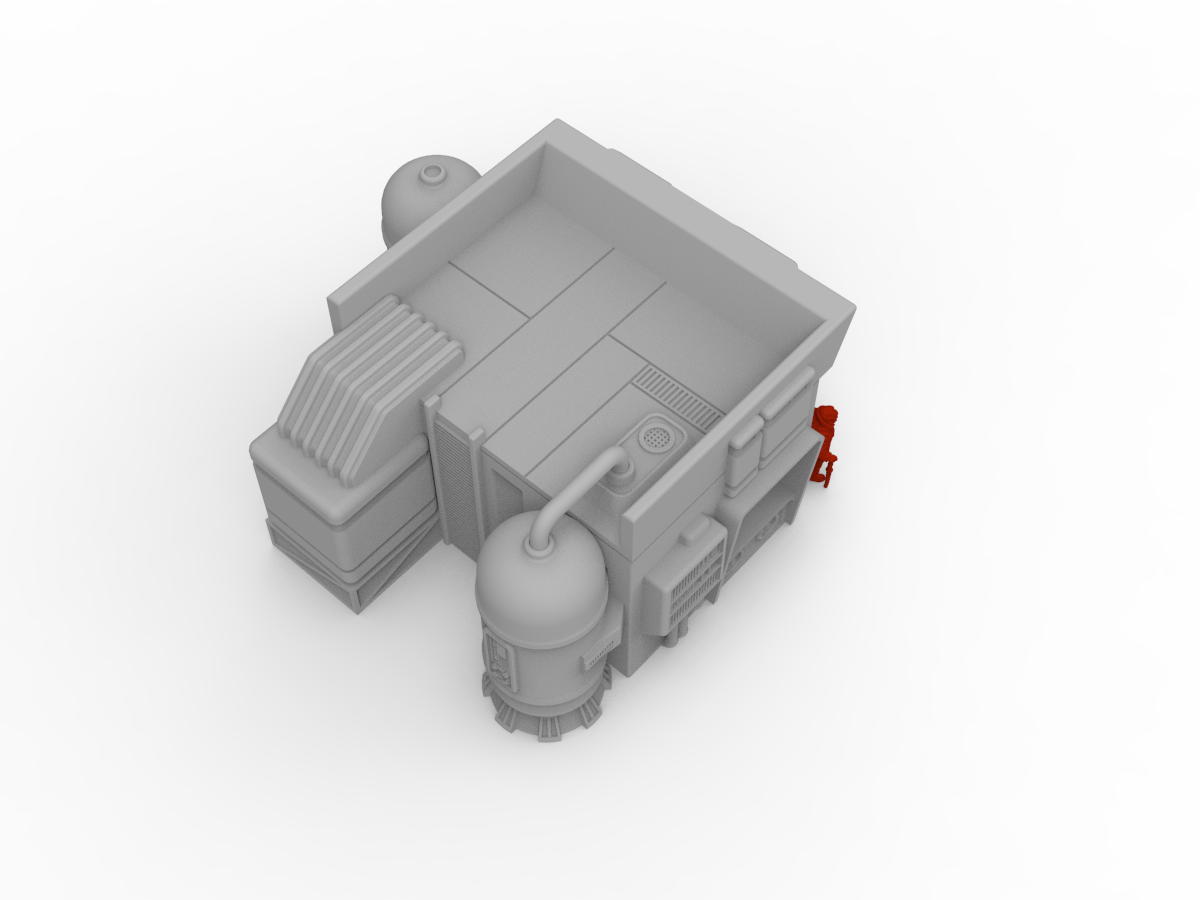 sci fi urban terrain building rooftop fuel line panels