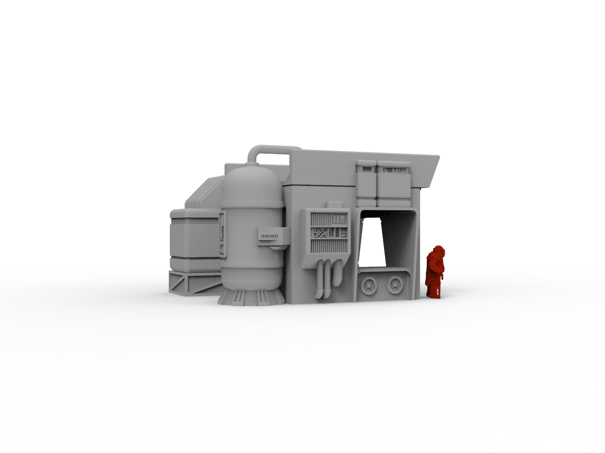 sci fi urban terrain building fuel tank, window, electrical panel