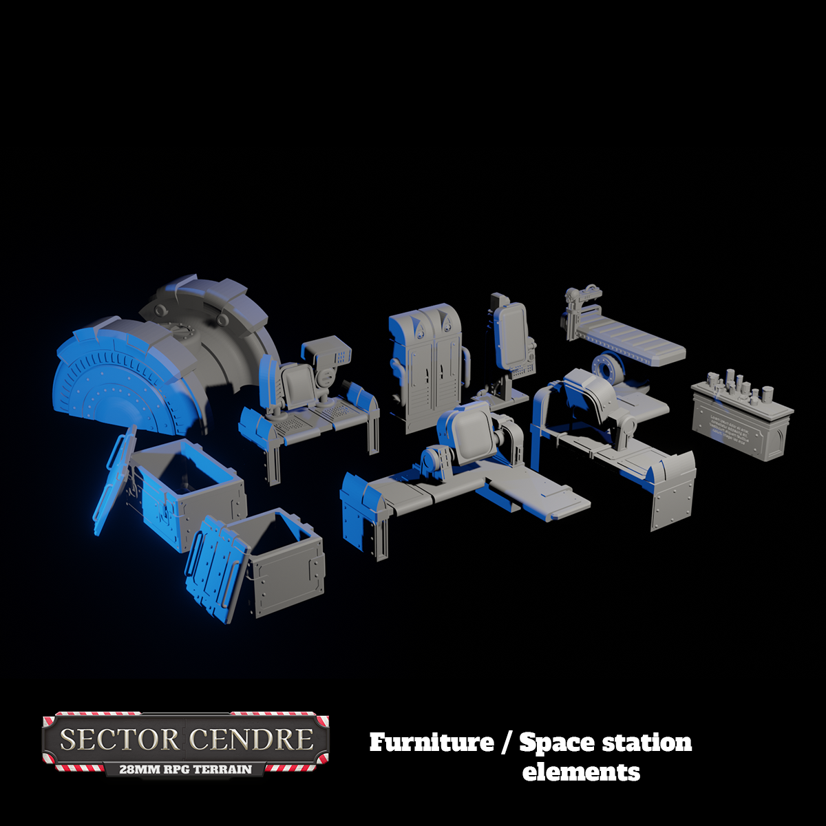 Sector Cendre 28mm Set by Bishok - Digital STL File